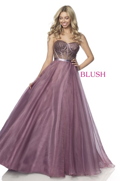 blush colored prom dresses